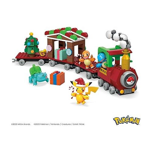  MEGA Pokemon Building Toys Set Holiday Train with 373 Pieces, 4 Articulated and Poseable Characters and Surprises, for Kids (Amazon Exclusive)