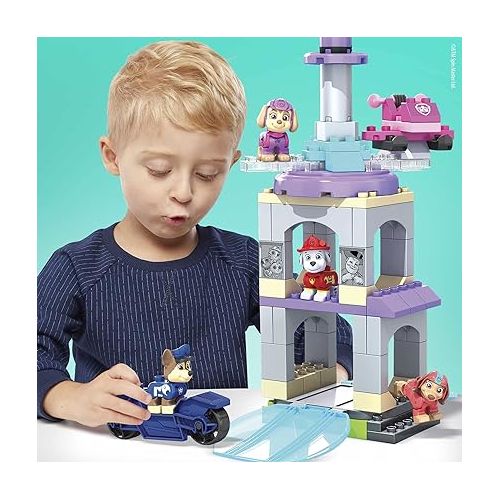  Mega BLOKS PAW Patrol Toddler Building Blocks Toy Cars, Ride & Rescue Vehicle Pack with 87 Pieces, 4 Figures, Gift Ideas for Kids Age 3+ Years