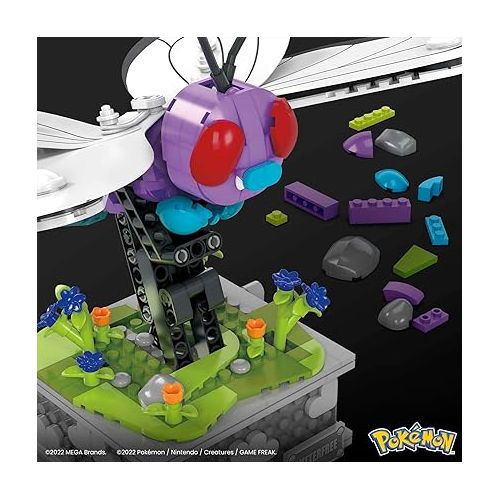  MEGA Pokemon Building Toys Set, Motion Butterfree with 605 Pieces, 7 Inches Tall, Moving Wings, Kids or Adult Collectible