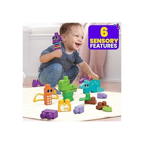  Mega BLOKS Fisher-Price Toddler Building Blocks Toy Set, Squeak ‘n Chomps Dinos with 24 Pieces, 4 Buildable Animals, Ages 1+ Years