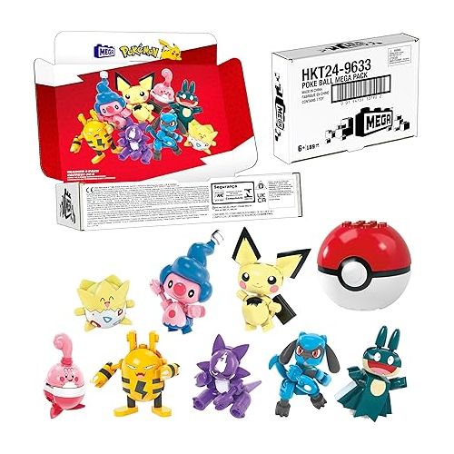  Mega Pokemon Building Toys Set Trainer 8 Pack with 189 Pieces, 8 Articulated and Poseable Characters, 2 Inches Tall, for Kids (Amazon Exclusive)