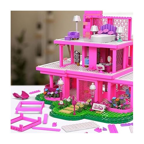  Mega Barbie The Movie Building Toys Set, DreamHouse Replica with 1795 Pieces, 4 Figures and Accessories, for Adults & Fans