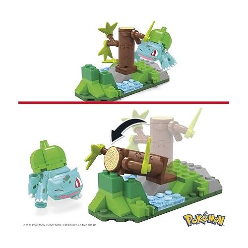  Mega Pokemon Action Figure Building Toys Set for Kids, Bulbasaur's Forest Fun with 82 Pieces, 1 Poseable Character, Age 9+ Years Gift Idea