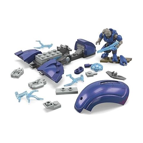  Mega Halo Toys Vehicle Building Set, Ghost of Requiem Aircraft with 135 Pieces, 4 Poseable Micro Action Figures and Accessories, Gift Ideas