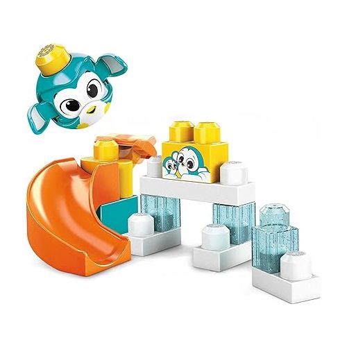  Mega Bloks Peek A Blocks Penguin Slide with Big Building Blocks, Building Toys for Toddlers (14 Pieces)