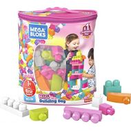 Mega Bloks First Builders Big Building Bag with Big Building Blocks, Building Toys for Toddlers (80 Pieces) - Pink Bag