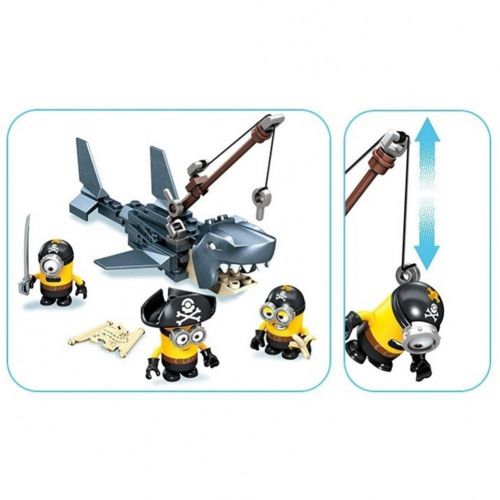 메가블럭 Minions Scene Playset Mega Bloks | Pirates Shark Bait + Vampire Surprise | Despicable Me Building Block Toy Figures DM Movie Merchandise 2-Pack Gift Set Collectibles
