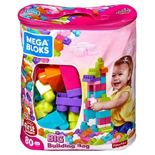  [아마존베스트]Mega Bloks Big Building Bag, Pink, 80 Piece