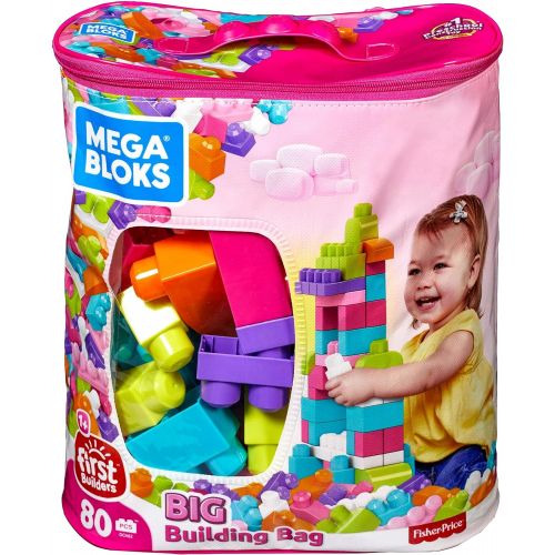  [아마존베스트]Mega Bloks Big Building Bag, Pink, 80 Piece