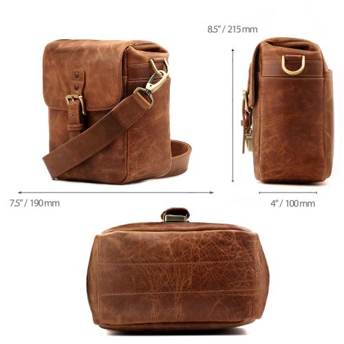  MegaGear Mini Torres Genuine Leather Camera Messenger Bag for Mirrorless, Instant and DSLR Cameras