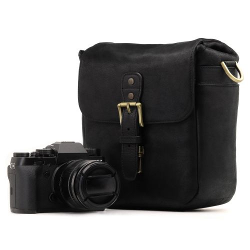 MegaGear Mini Torres Genuine Leather Camera Messenger Bag for Mirrorless, Instant and DSLR Cameras