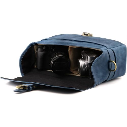  MegaGear Torres Genuine Leather Camera Messenger Bag for Mirrorless, Instant and DSLR Cameras