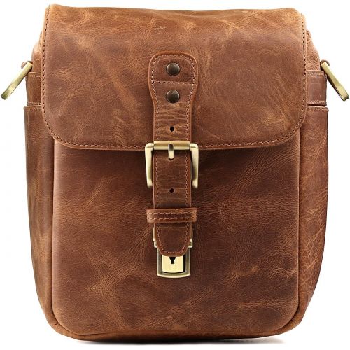  MegaGear Torres Mini Genuine Leather Camera Messenger Bag for Mirrorless, Instant and DSLR Cameras