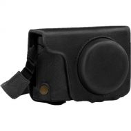 MegaGear Ever Ready Genuine Leather Camera Case and Strap for Panasonic Lumix DC-ZS200 (Black)