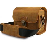 MegaGear Pebble MG1725 Genuine Leather Camera Messenger Bag for Mirrorless, Instant and DSLR Cameras - Camel