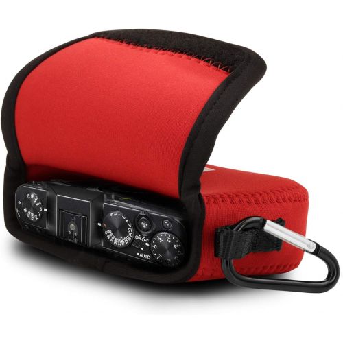  MegaGear Ultra Light Neoprene Camera Case, Bag with Carabiner for Fujifilm X70 Digital Camera (Red),MG715