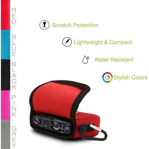  MegaGear Ultra Light Neoprene Camera Case, Bag with Carabiner for Fujifilm X70 Digital Camera (Red),MG715