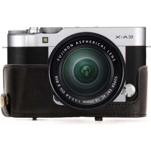  MegaGear Ever Ready Leather Camera Case and Strap Compatible with Fujifilm X-A5, X-A3, X-A2, X-A1, X-M1