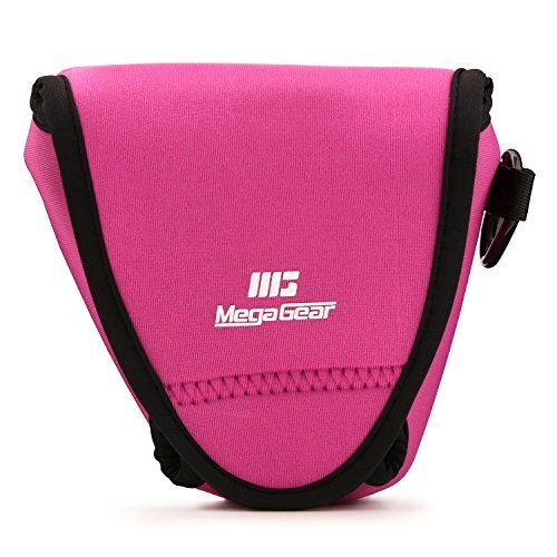  MegaGear Fujifilm X-E3 (23mm & 18-55mm) Ultra Light Neoprene Camera Case, with Carabiner - Hot Pink - MG1338