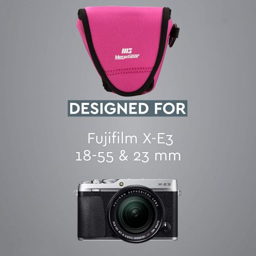  MegaGear Fujifilm X-E3 (23mm & 18-55mm) Ultra Light Neoprene Camera Case, with Carabiner - Hot Pink - MG1338