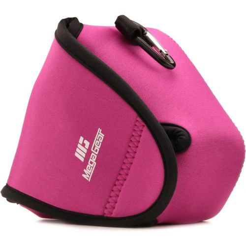  MegaGear Fujifilm X-E3 (23mm & 18-55mm) Ultra Light Neoprene Camera Case, with Carabiner - Hot Pink - MG1338