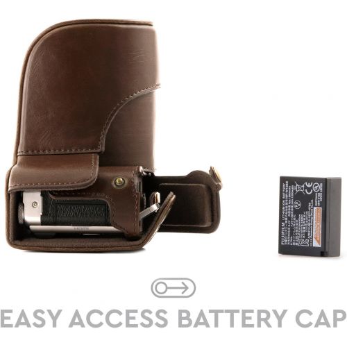  MegaGear Ever Ready Leather Camera Case and Strap Compatible with Fujifilm X-A10