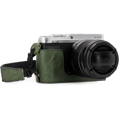  MegaGear MG1344 Ever Ready Genuine Leather Camera Half Case & Strap Fujifilm X-E3 with Battery Access, Green