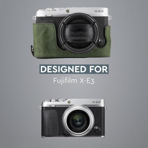  MegaGear MG1344 Ever Ready Genuine Leather Camera Half Case & Strap Fujifilm X-E3 with Battery Access, Green