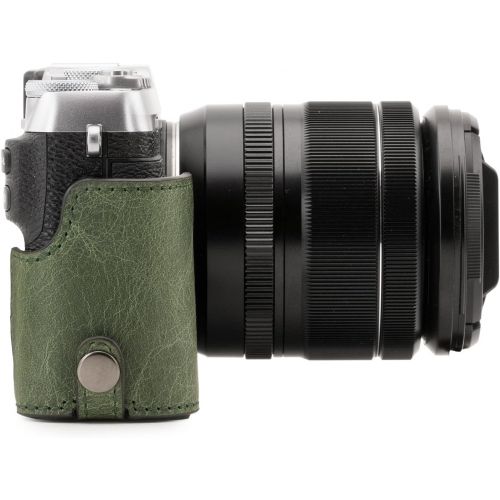  MegaGear MG1344 Ever Ready Genuine Leather Camera Half Case & Strap Fujifilm X-E3 with Battery Access, Green