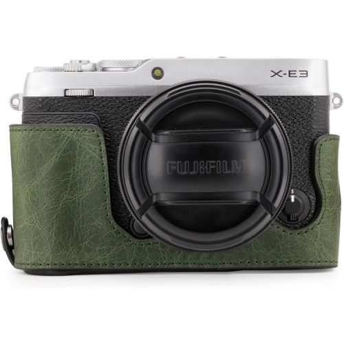  MegaGear MG1344 Ever Ready Genuine Leather Camera Half Case & Strap Fujifilm X-E3 with Battery Access, Green