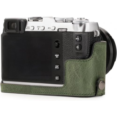  MegaGear MG1344 Ever Ready Genuine Leather Camera Half Case & Strap Fujifilm X-E3 with Battery Access, Green