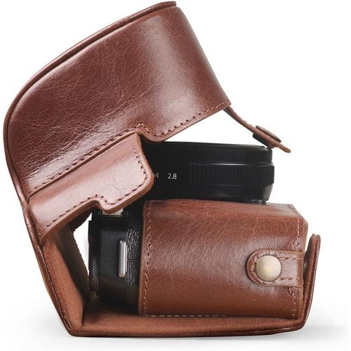  MegaGear Ever Ready Genuine Leather Camera Case Compatible with Fujifilm X Series X-E4 (XF 27mm f/2.8 R WR)