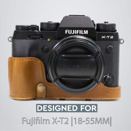  MegaGear Ever Ready Leather Camera Case and Strap Compatible with Fujifilm X-T2