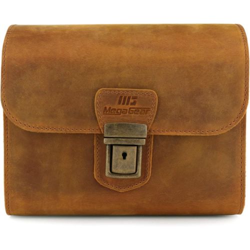  MegaGear Pebble Genuine Leather Camera Messenger Bag for Mirrorless, Instant and DSLR Cameras