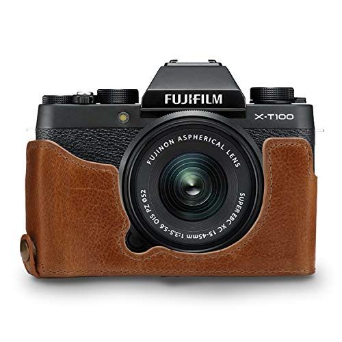  MegaGear Ever Ready Genuine Leather Camera Half Case and Strap Compatible with Fujifilm X-T100