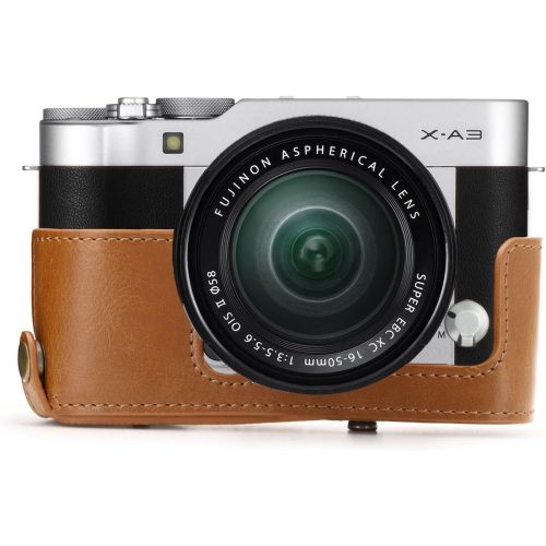  MegaGear Ever Ready Leather Camera Case and Strap Compatible with Fujifilm X-A5, X-A3, X-A2, X-A1, X-M1