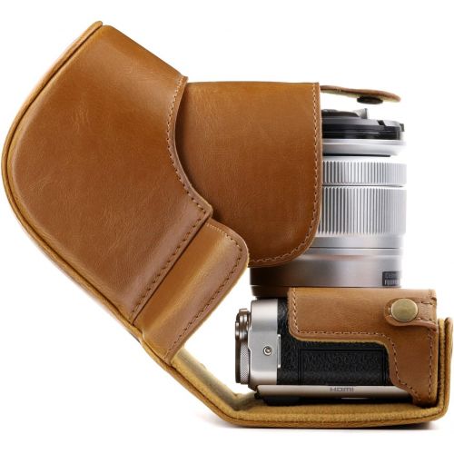  MegaGear Ever Ready Leather Camera Case and Strap Compatible with Fujifilm X-A5, X-A3, X-A2, X-A1, X-M1