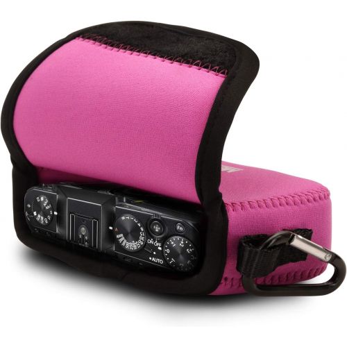  MegaGear Ultra Light Neoprene Camera Case, Bag with Carabiner for Fujifilm X70 Digital Camera (Hot Pink)
