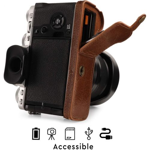  MegaGear Ever Ready Genuine Leather Camera Half Case Compatible with Fujifilm X-T4