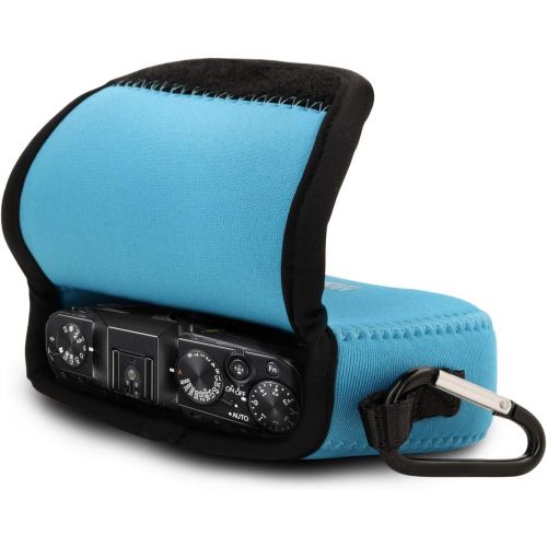  MegaGear Ultra Light Neoprene Camera Case, Bag with Carabiner for Fujifilm X70 Digital Camera (Blue) (MG712)