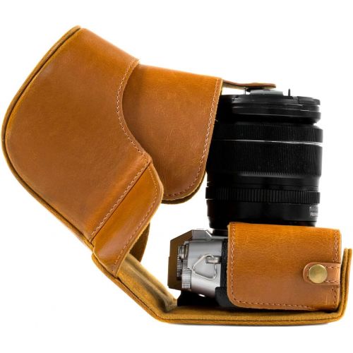  MegaGear Ever Ready Leather Camera Case and Strap Compatible with Fujifilm X-T30, X-T20, X-T10 (16-50mm / 18-55mm Lenses)