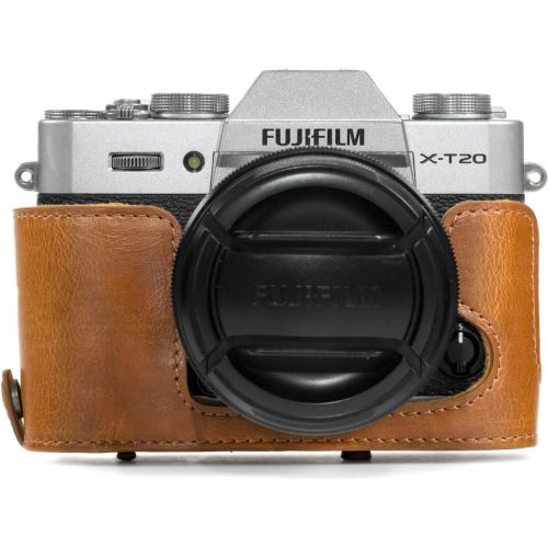  MegaGear Ever Ready Leather Camera Case and Strap Compatible with Fujifilm X-T30, X-T20, X-T10 (16-50mm / 18-55mm Lenses)