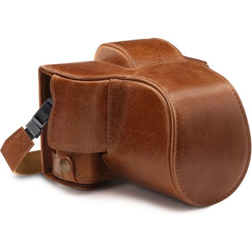  MegaGear Ever Ready Genuine Leather Camera Case Compatible with Fujifilm X-T100 (15-45mm)