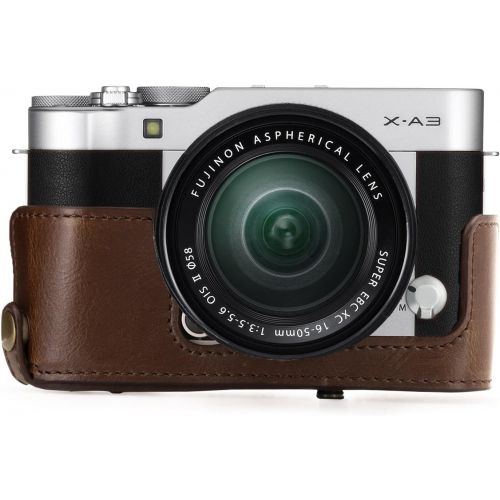  MegaGear Ever Ready Leather Camera Case and Strap Compatible with Fujifilm X-A5, X-A3, X-A2, X-A1, X-M1