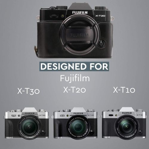  MegaGear Ever Ready Leather Camera Half Case and Strap Compatible with Fujifilm X-T30, X-T20, X-T10