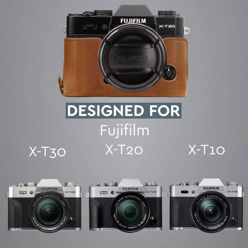  MegaGear Ever Ready Leather Camera Half Case and Strap Compatible with Fujifilm X-T30, X-T20, X-T10