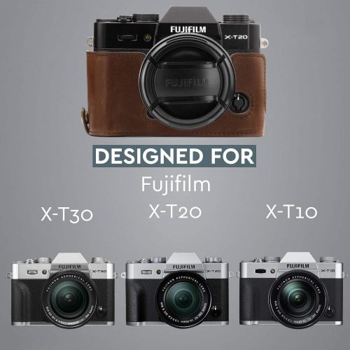  MegaGear Ever Ready Leather Camera Half Case and Strap Compatible with Fujifilm X-T30, X-T20, X-T10