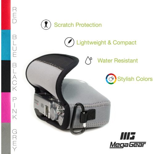  MegaGear Fujifilm X100F, X100T, X100S Ultra Light Neoprene Camera Case, with Carabiner - Gray - MG1095