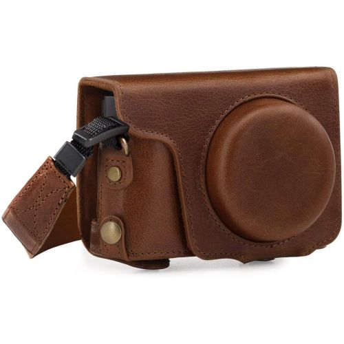  MegaGear Ever Ready Genuine Leather Camera Case Compatible with Panasonic Lumix DMC-ZS100, DC-ZS200