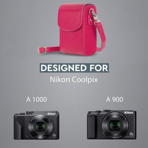  MegaGear Leather Camera Case with Strap Compatible with Nikon Coolpix A1000, A900